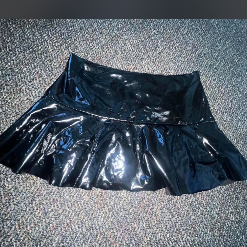 Black vinyl rave Skirt